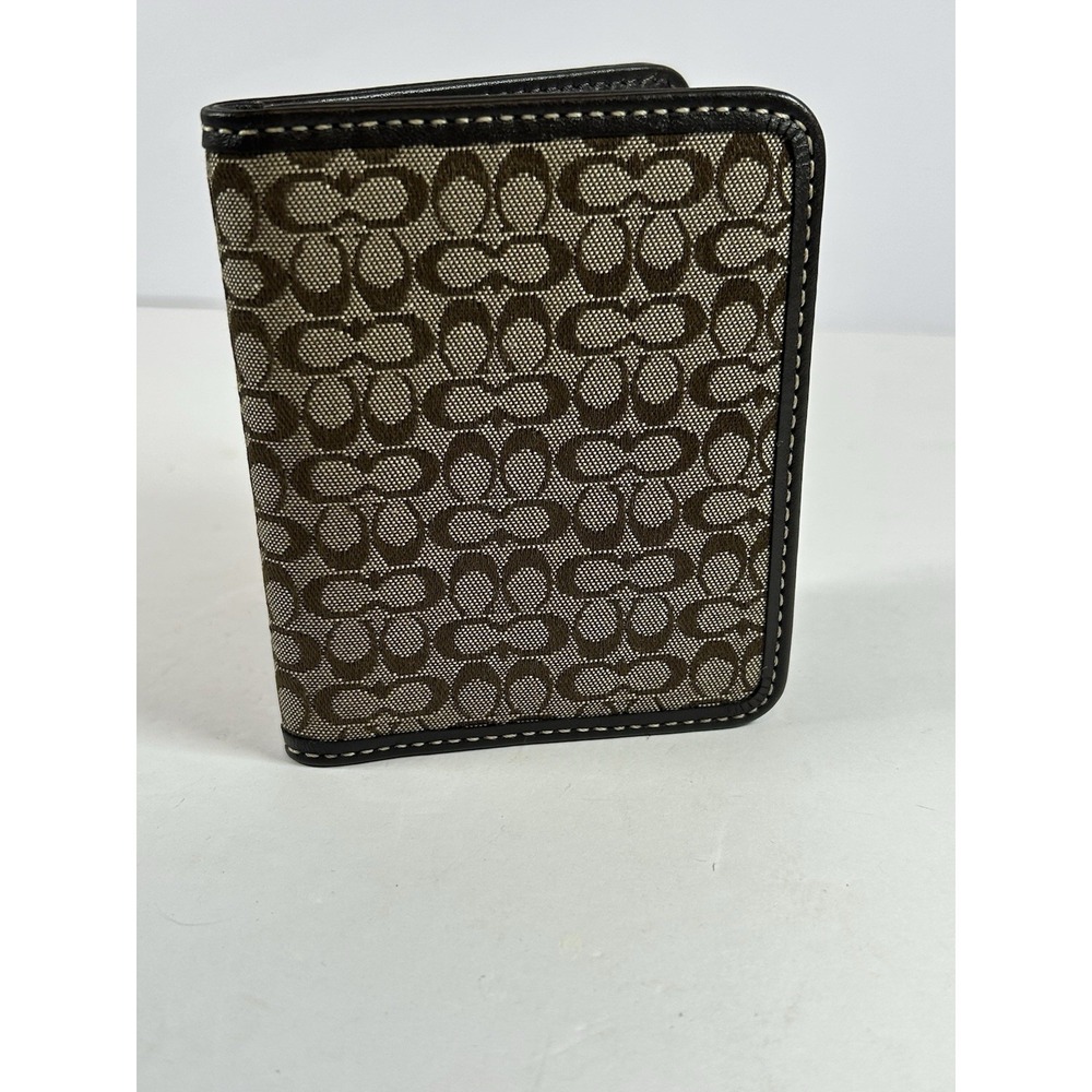 Vintage Coach Mini Signature Canvas Leather Travel Card Case ID Holder Y2K NEW